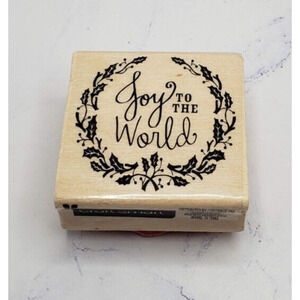 Craft Smart Christmas Holidays Joy To The World Holly Wreath Rubber Stamp